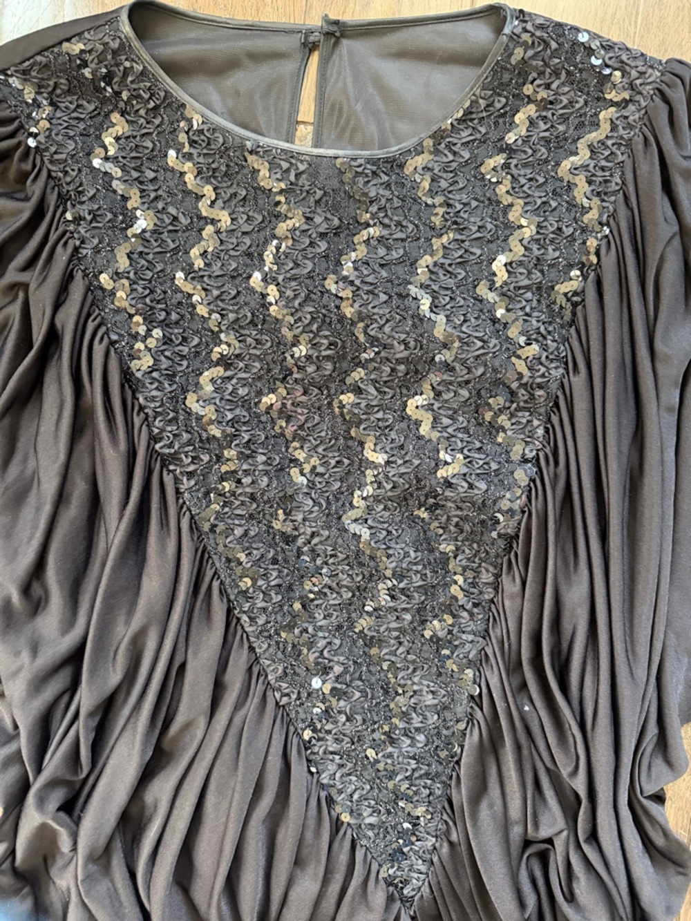 Vintage Black Sequin butterfly Top - Picture 3 of 5